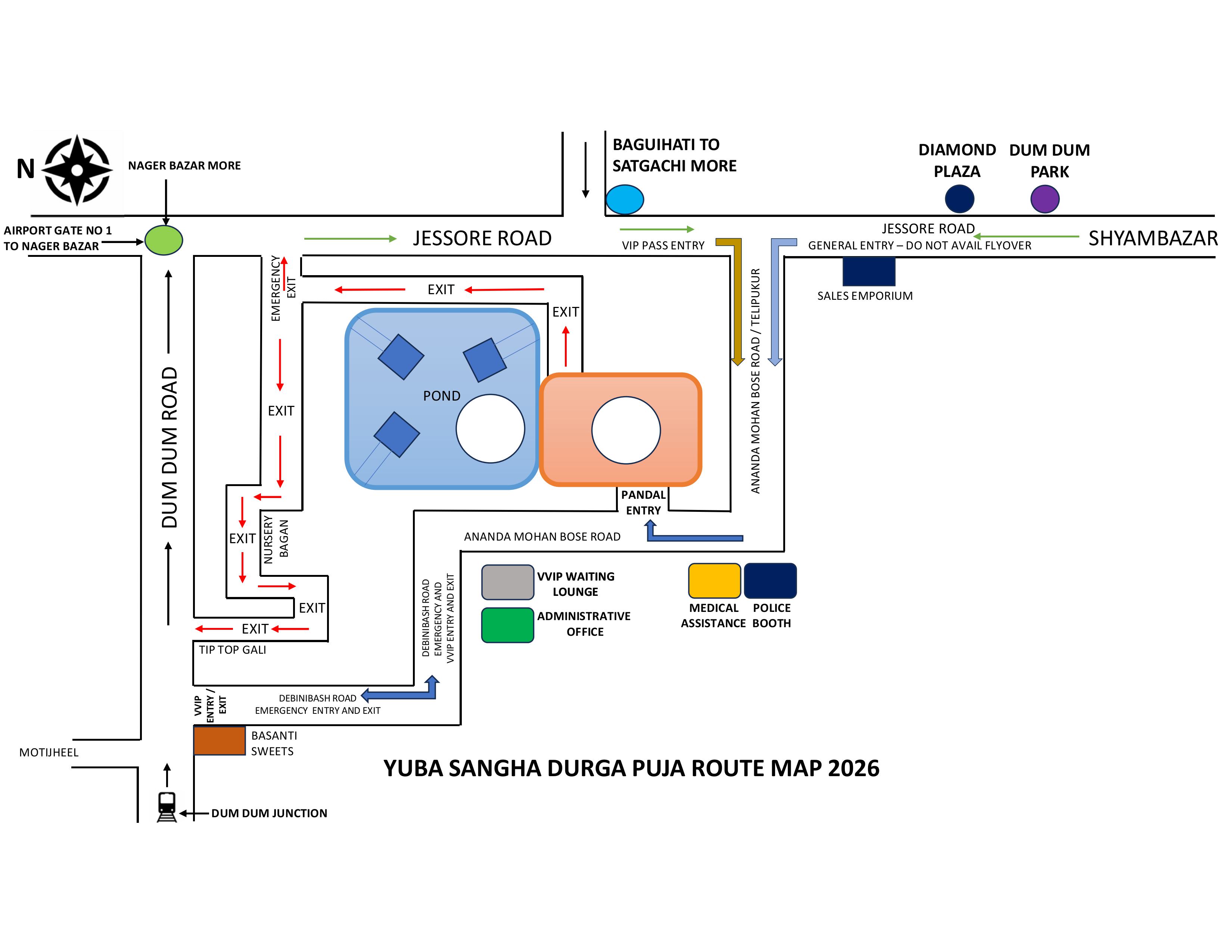 Illustrated map of the puja pandal